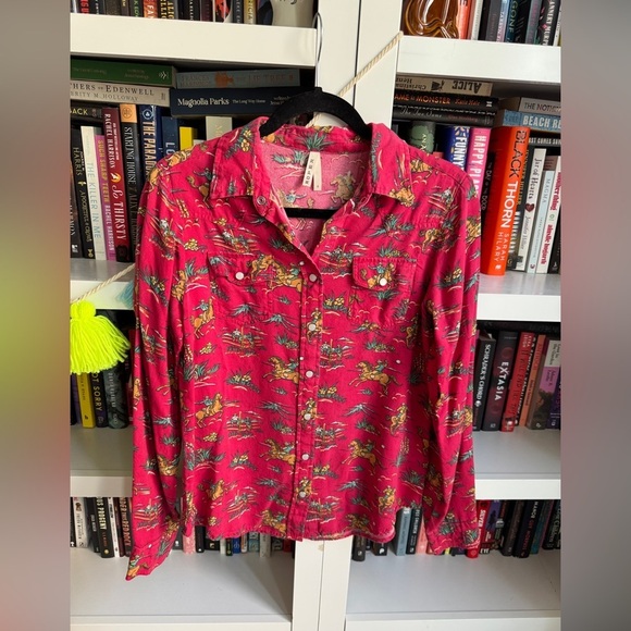 Roper red flannel horse western Pattern snap button blouse shirt vintage retro - Picture 1 of 7